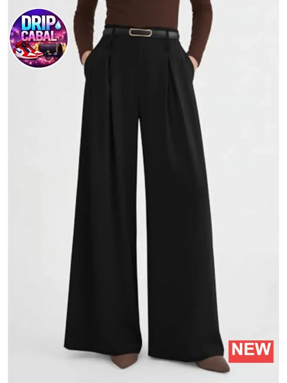 Wide Leg Flowy Trousers High Waisted Pleated Palazzo Pants with Pockets